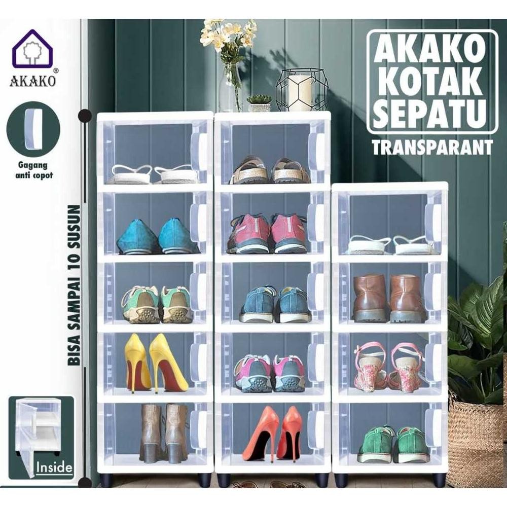 Rak Sepatu Plastik Akako Lemari Plastik Bening Kotak Sepatu Akako