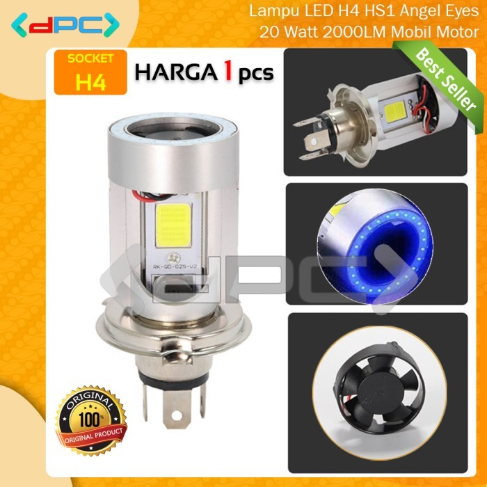 LAMPU LED H4 HS1 HI/LO ANGEL EYES 20 WATT 2000LM MOBIL TRUK 1 LAMPU