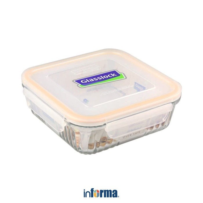 EKSLUSIF Informa - Glasslock 830 Ml Retro Wadah Makanan - Kuning