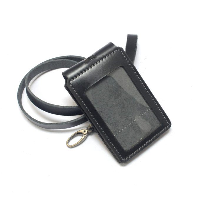 

Andra - Name Tag Id Card Holder Kulit Sapi Asli Lanyard Tali Model Tempel Saku