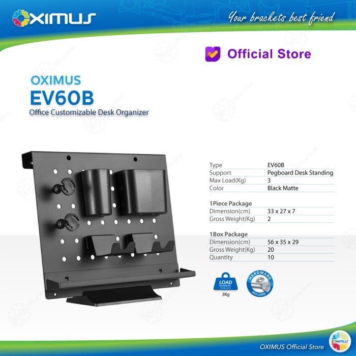 

Andra - Pegboard Standing Meja Diy Organize Stationery Besi Kokoh Oximus Ev60