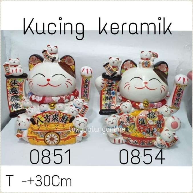 

Ready Kucing Maneko Neki Keramik Jumbo Lucky Cat Super