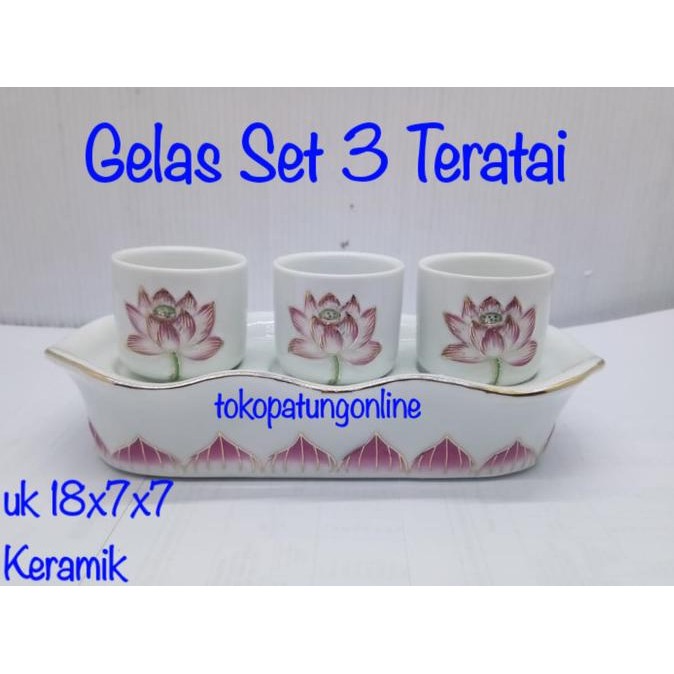 

Ready Gelas Sembahyang Teratai set 3 Putih New