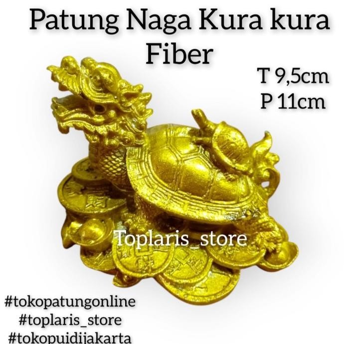 

Ready Patung Naga Badan Kura Kura Fengshui Fiber Emas