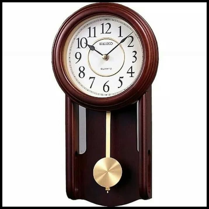 Jam Dinding Seiko Kayu Bandul Japan Qxc105B Qxc105 Brown Original