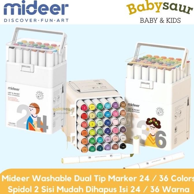 

Sale Mideer Washable Marker Dual Tip Spidol Wipe Clean 24 Warna Warni Anak