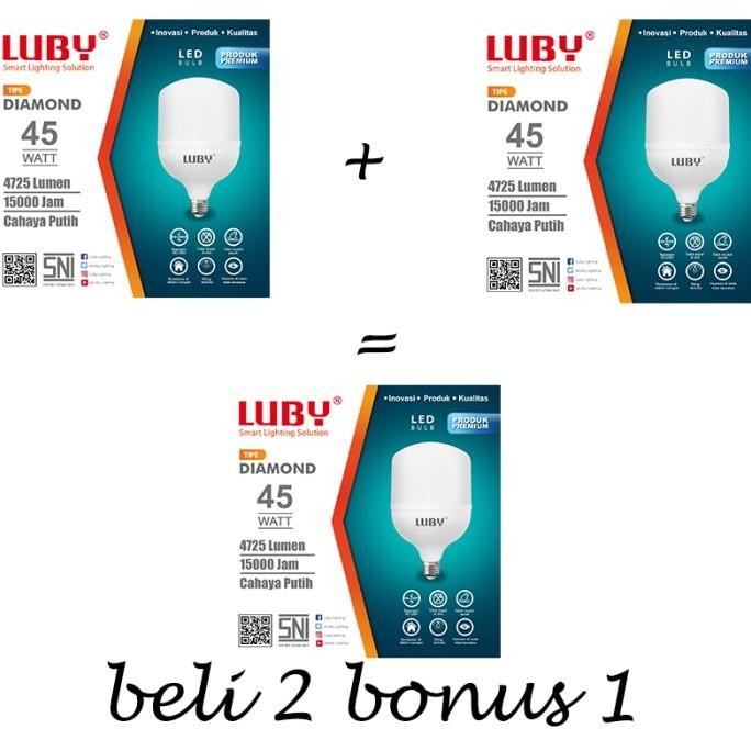 Bohlam Lampu Led Luby 45 Watt Paket 2 Bonus 1 Baru