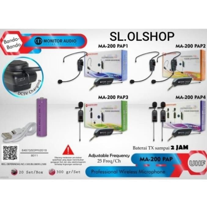 MIKROFON MONITOR AUDIO MA 200 PAP3 WIRELESS MICROPHONE CLIP ON MIC