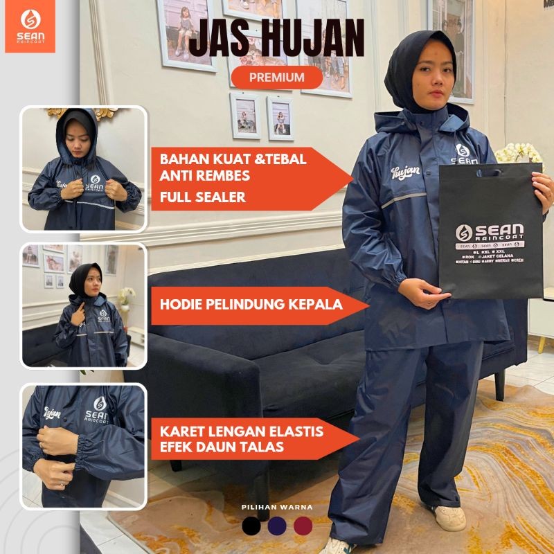 Jas hujan pria dan wanita/ Jas hujan anti rembes biru dongker/ jas hujan sean raincoat Biru Dongker