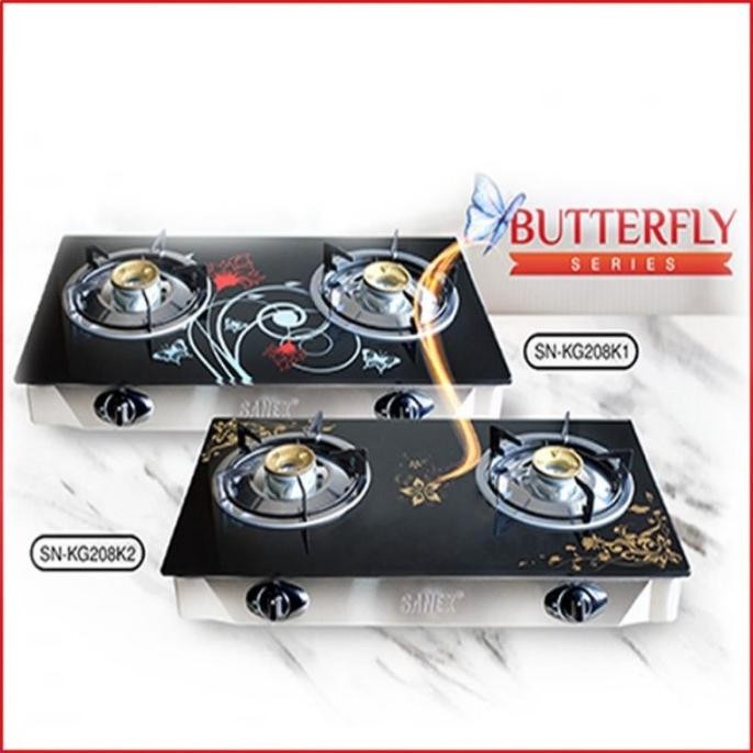 NEW Sanex SN KG208 K1/ K2 Kompor Gas Kaca 2 Tungku Butterfly Series