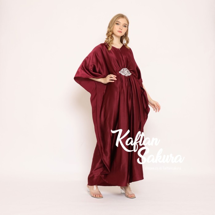 PROMO Kaftan Maxmara premium baju muslim jumbo wanita,kaftan dress kondangan - Merah