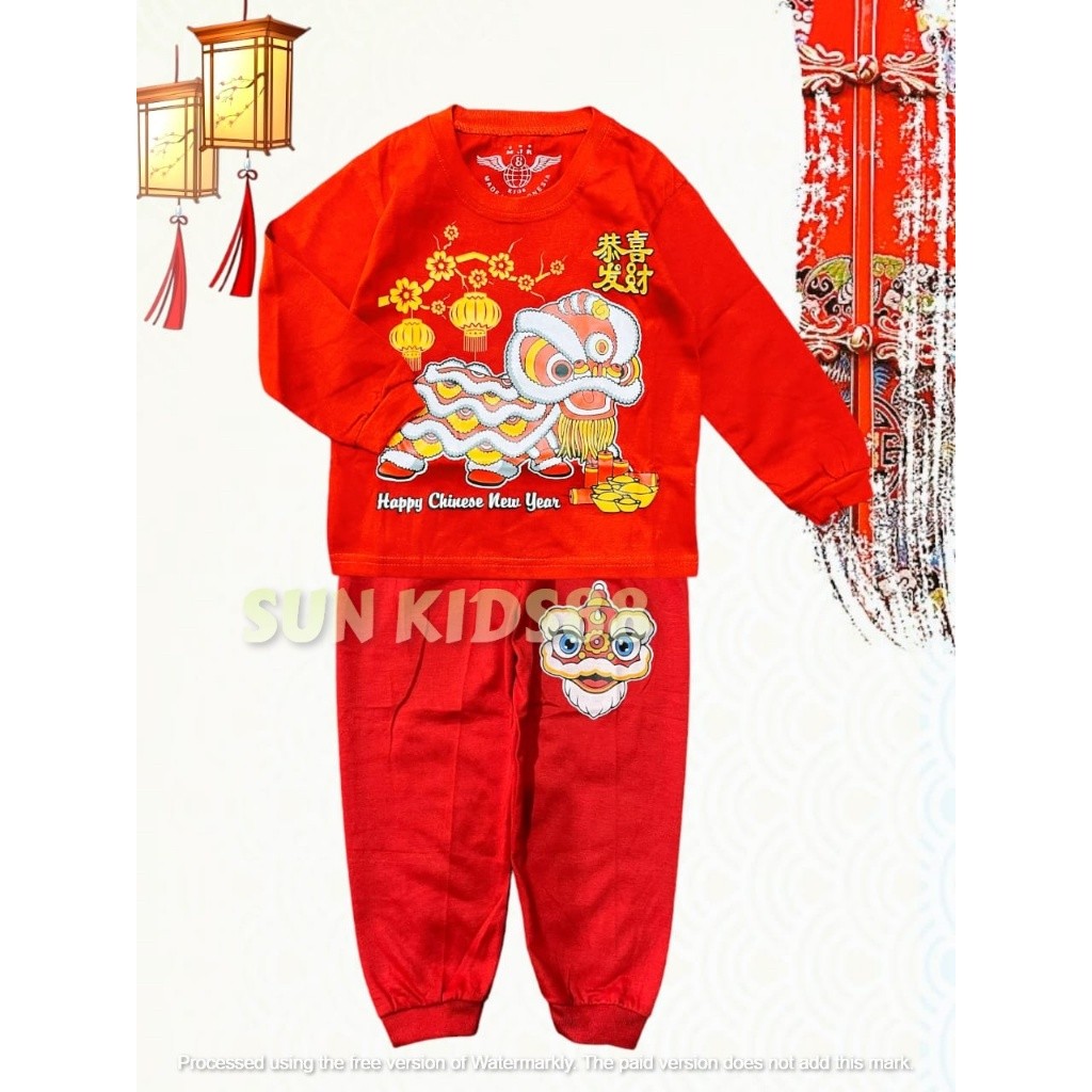 Baju Imlek Anak Oneset Pria Umur 3-13Tahun Imleq Atasan Lakilaki Tanggung China Lengan Panjang Pende