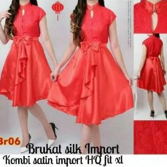 BVF Baju Cheongsam Wanita Dewasa Dress Shanghai Imlek Sincia Remaja Merah Mini Maxi Murah Cewek Gaun