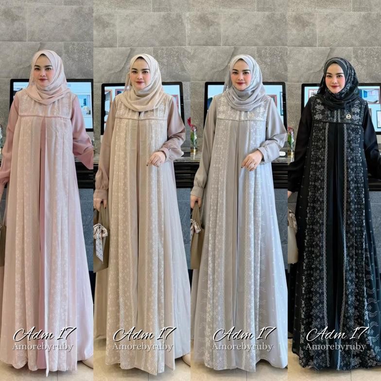 dliam adm 17 dress amore by ruby gas motif bunga ceruti x crepe mewah setelan kerudung hijab busui f
