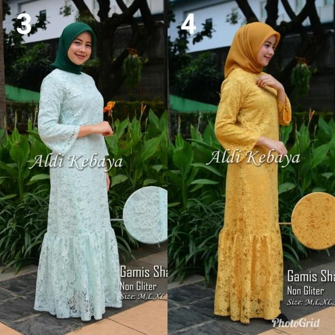 Terjangkau Kebaya Modern Brukat Gamis Shanum Navy Dan Hitam