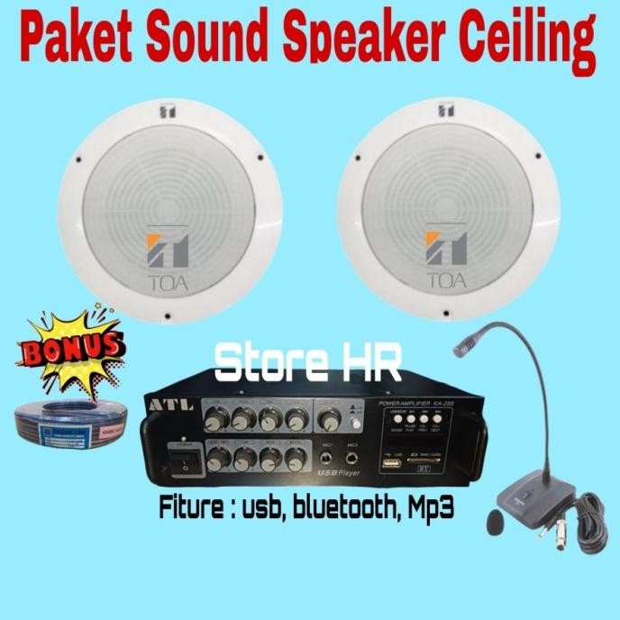 paket speaker ceiling toa zs 646r ampli ka288 mic shure k30 ( 2unit )