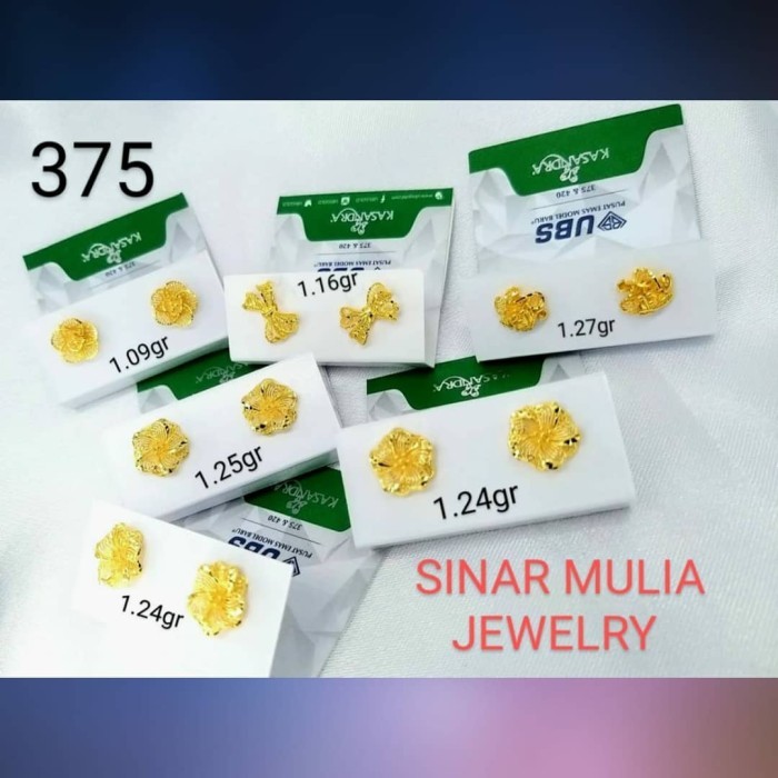 Ready GIWANG BUNGA UKIR EMAS ASLI KADAR 375