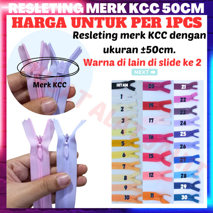 TERBARU RESLETING RITSLETING SLETING SELETING ZIPPER JEPANG KCC 50 CM 50CM 1PC