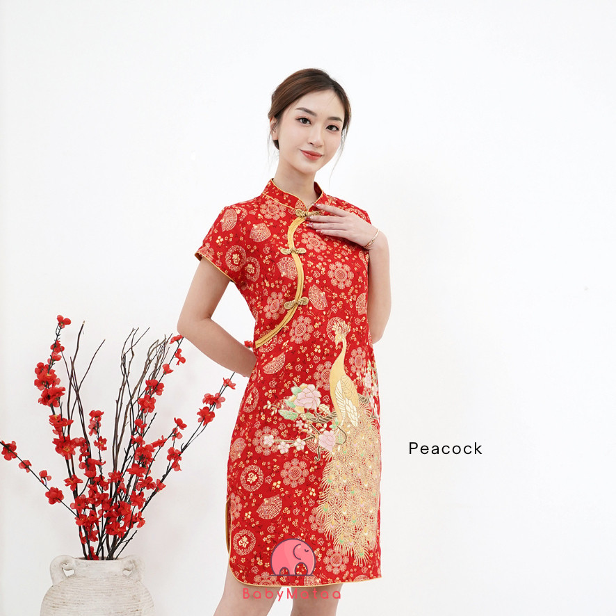 Pakaian Cheongsam Cewek 2025 Dres Imlek Mewah Mididress Shanghai Minidress Remaja Baju Imlek Model T
