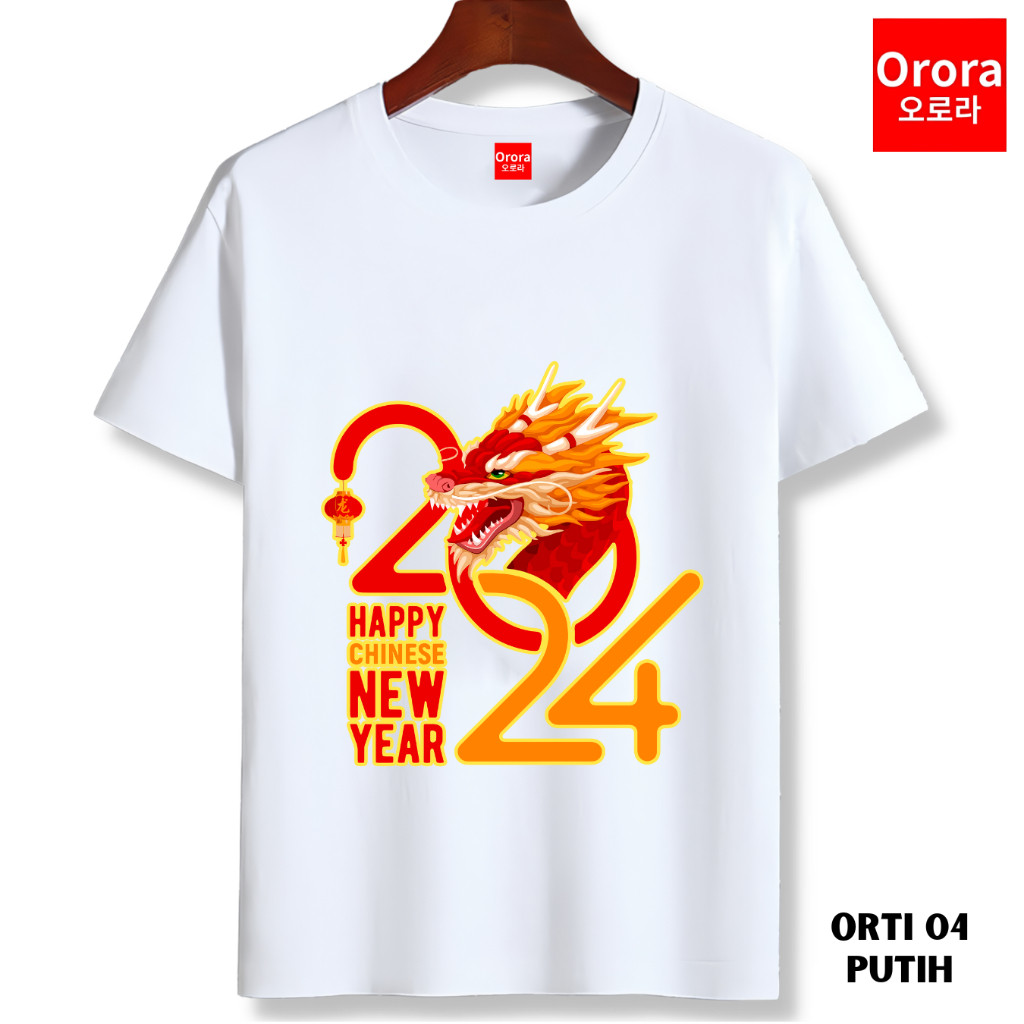 Orora Kaos Pria Imlek Baju Happy Chinese New Year Happy Dragon Year - Baju Atasan Sablon High Qualit