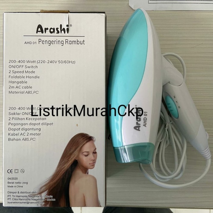READY ARASHI AHD01 Hair Dryer HairDryer Pengering Rambut Level Speed 400w GS279