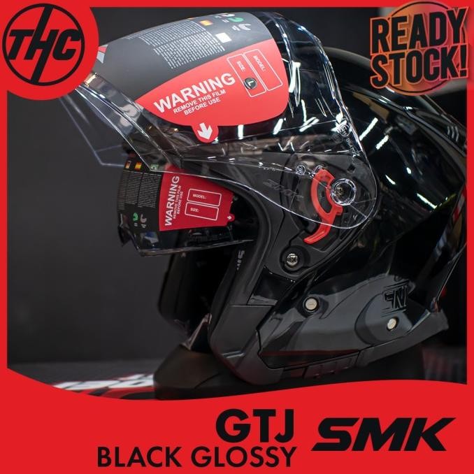 HELM SMK GTJ BLACK GLOSSY HALF FACE HELMET SMK KUN