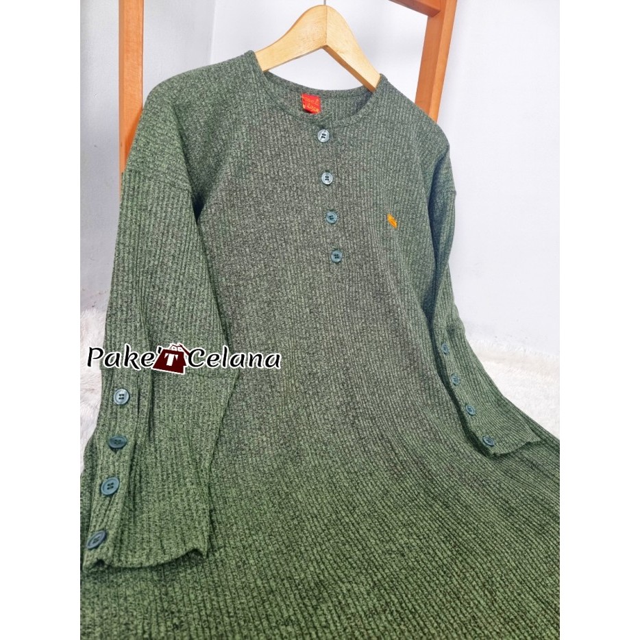 READY Gamis Knit abaya over size ld 130 bb 100 kg kaftan oversize jumbo - Hijau