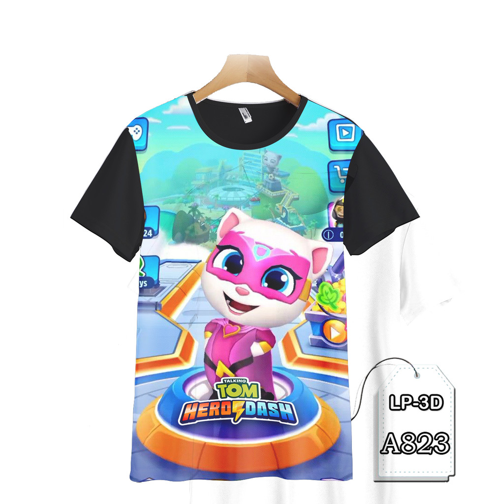 Kaos Talking Tom Angela Baju Anak dan Dewasa Printing 3D Fashion Kaos Keren dan Trendy LP3D-A823