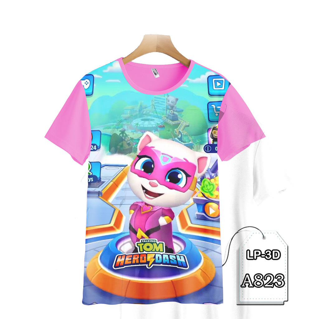 Kaos My Talking Tom Angela Baju Anak dan Dewasa Printing 3D Fashion Kaos Keren dan Trendy