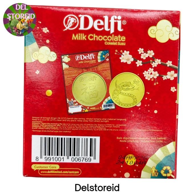 

Coklat delfi gold coin edisi Imlek 2025 shio ular box isi 10 x 25 pcs LSA