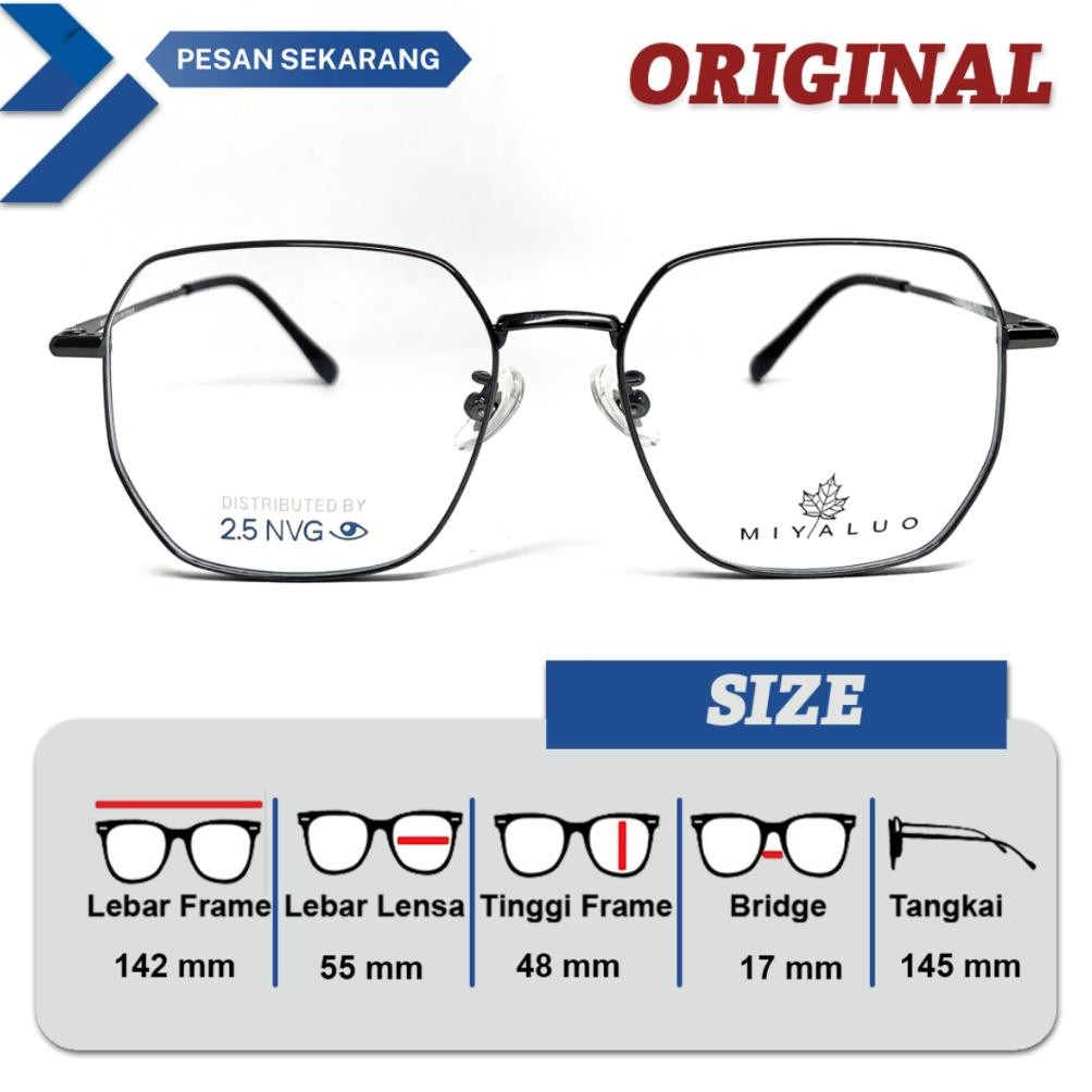 Ready FRAME KACAMATA REKOMENDASI PILIHAN ORIGINAL NVG TITANIUM FULL FRAME SIZE 55