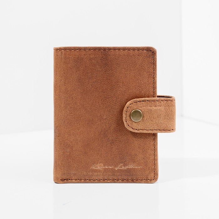 Promo Dompet Kartu Kulit Asli Pria Wanita PELE Pullup - Kenes Leather - Havana CH, Tanpa Box