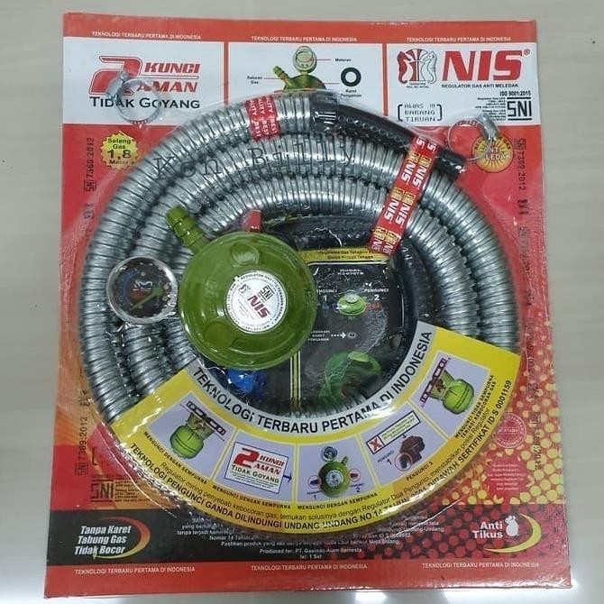 Selang Regulator Gas LPG NIS Double Lock AB + Ampere