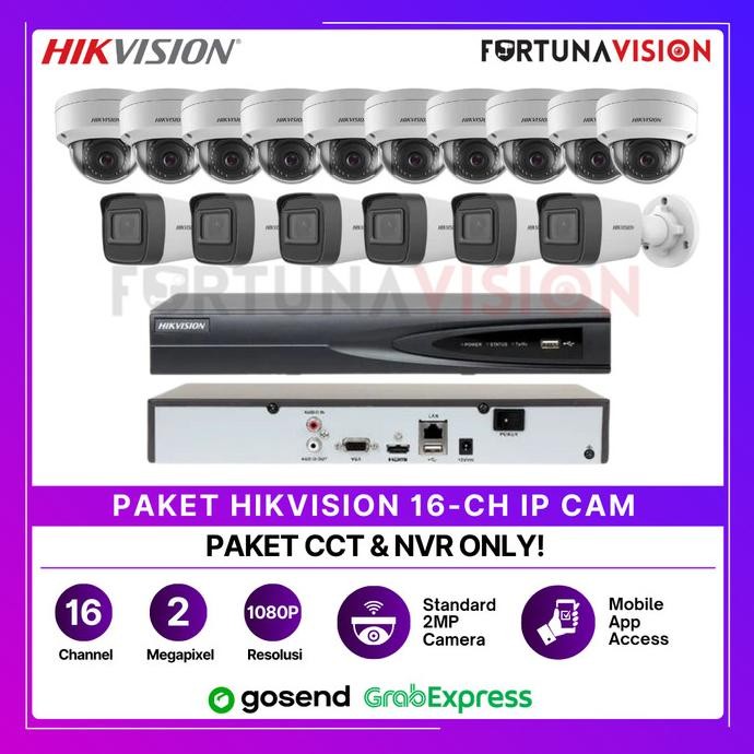 PAKET CCTV 16 IP CAMERA 2MP STANDARD HIKVISION - CCTV NVR ONLY