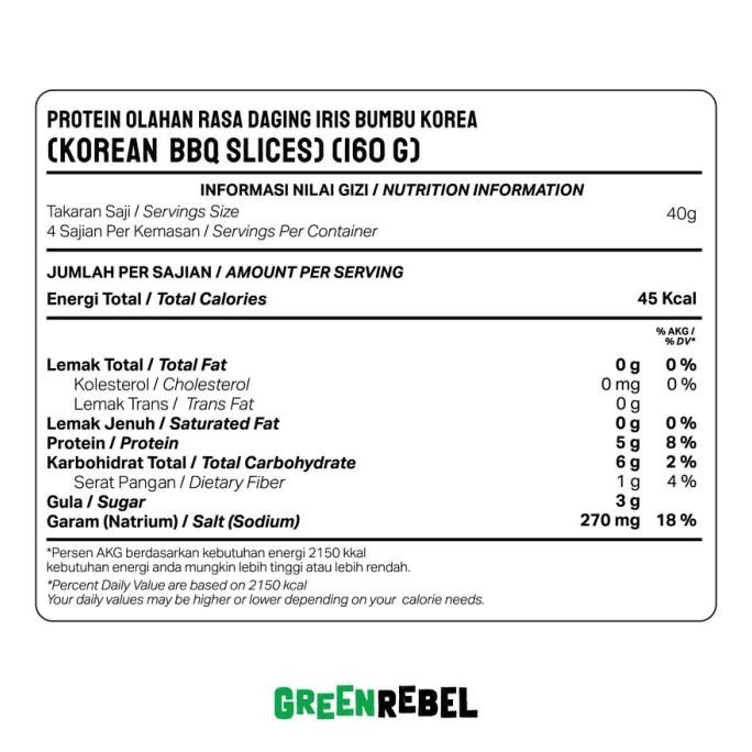 

Green Rebel Korean BBQ Slice | Daging Vegan Slice Bumbu Korean BBQ 160g SM88