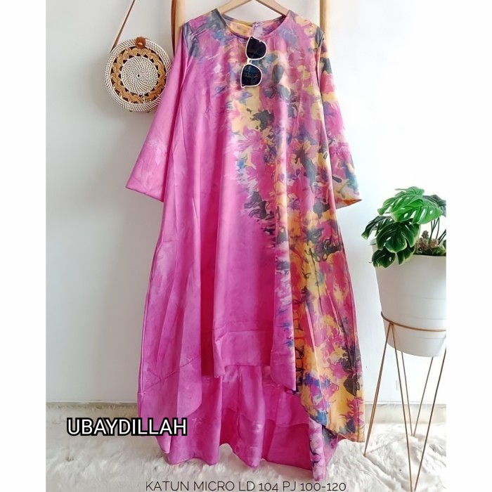 ATASAN TUNIK WANITA JUMPUTAN PALEMBANG TERBARU MOTIF TIE DYE - Pink Fanta, all size terbaru panjang