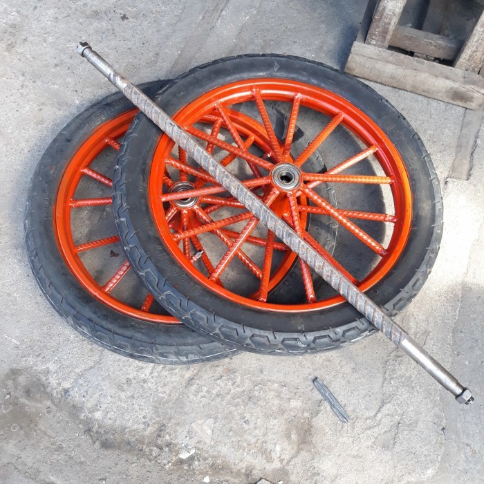 RODA GEROBAK DORONG 1set Ruji Besi 8besar Ring 17inch Roda Kastor Ban