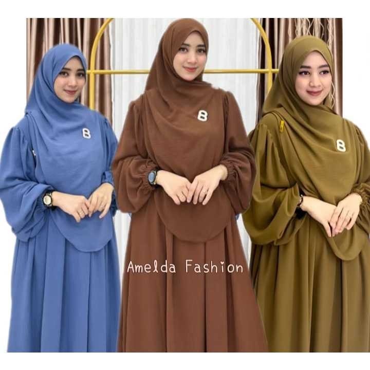 Gamis Lebaran 2025 Model Gamis Terbaru Remaja Bahan Adem Set Hijab Games Kondangan Muslim Pesta Mewa