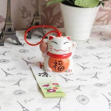 GFD MANEKI NEKI KERAMIK GANTUNGAN HOKI LUCKY CAT CHARM KADO