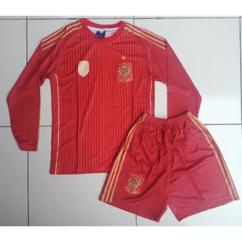 Setelan Jersey anak LS Spanyol Spain Home printing Multisport