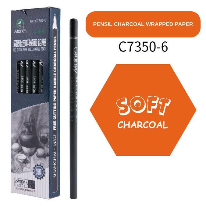 

PENSIL ARANG | MARIES PAPER WRAPPED CHARCOAL PENCIL - SOFT - NEUTRAL
