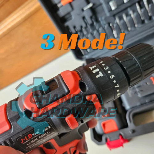 BOR CORDLESS JLD 36V BATERAI IMPACT DRILL TOOL KIT AKSESORIS LENGKAP
