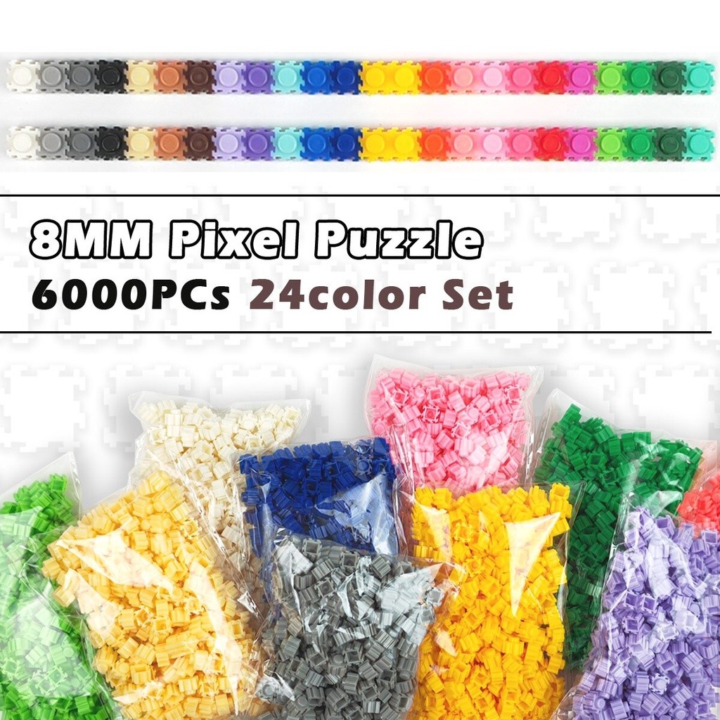 

6000 Buah 8*8Mm Blok Teka-teki Seni Piksel 24 Warna 250 Buah/Tas DIY 3D Bata Kecil untuk Mainan Pendidikan Anak-anak Hadiah Anak-anak |B0653F9F|