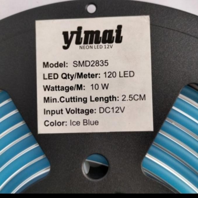 LAMPU NEON FLEX YIMAI DC 12V 5 METER CAHAYA ICE BLUE