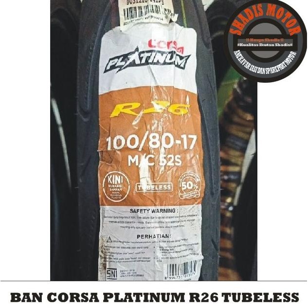 Sale Ban Corsa Tubeless R26 100/80 Ring 17