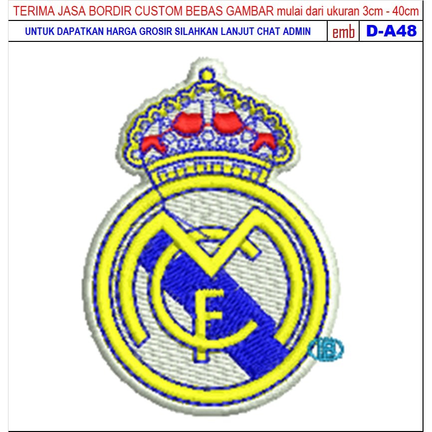 PATCH BORDIR LOGO D-A48 REAL MADRID KLUB BOLA LIGA SPANYOL REVIEW/TESTIMONI