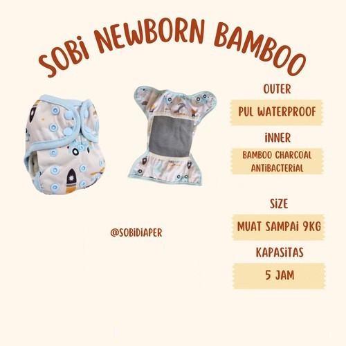 SOBI Newborn Bamboo Cloth Diaper Bayi New Born Clodi Popok Kain