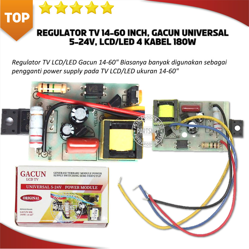 REGULATOR TV 14-60 INCH GACUN UNIVERSAL 5-24V LCD/LED 4 KABEL 180W