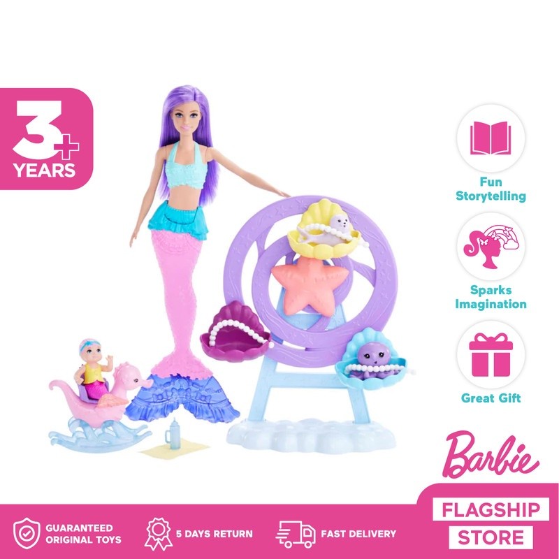 Barbie Dreamtopia Mermaid Doll Nurturing Playset - Mainan Aksesoris Boneka Anak Perempuan