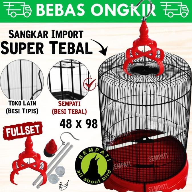 Sangkar kandang burung murai jumbo fullset 46cm pvc tebal besi import